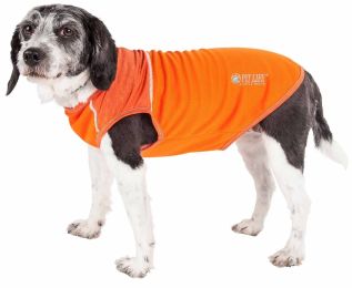 Pet Life Active 'Aero-Pawlse' Heathered Quick-Dry And 4-Way Stretch-Performance Dog Tank Top T-Shirt (Color: orange, size: small)