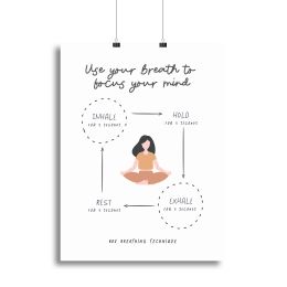 Box Breathe Yoga Canvas Print Or Poster (type: Poster Print, size: 16" x 12" / 42cm x 30cm approx)