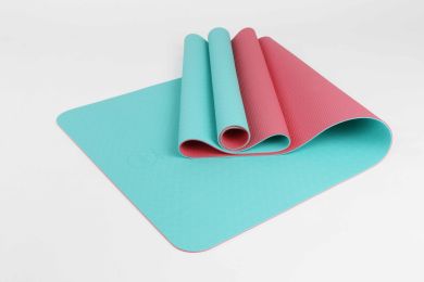 2 Tone TPE Premium Yoga Mat (Color: Blue-Pink)