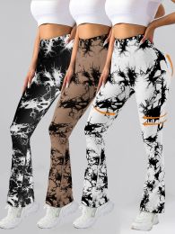 3 Pack Tie Dye Seamless High Waisted Workout Leggings For Women Scrunch Butt Lifting Yoga Gym Athletic Pants, (Color: 3PACK1, size: L)