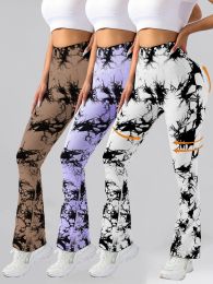 3 Pack Tie Dye Seamless High Waisted Workout Leggings For Women Scrunch Butt Lifting Yoga Gym Athletic Pants, (Color: 3PACK2, size: S)