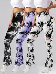 3 Pack Tie Dye Seamless High Waisted Workout Leggings For Women Scrunch Butt Lifting Yoga Gym Athletic Pants, (Color: 3PACK3, size: M)