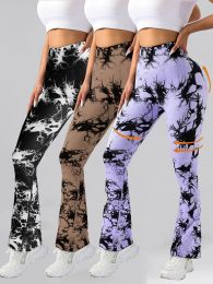 3 Pack Tie Dye Seamless High Waisted Workout Leggings For Women Scrunch Butt Lifting Yoga Gym Athletic Pants, (Color: 3PACK4, size: S)