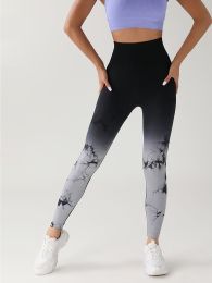 Tie Dye Gradient Color Yoga Sports Leggings (Color: White, size: M)