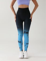 Tie Dye Gradient Color Yoga Sports Leggings (Color: White, size: S)