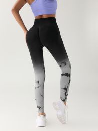 Tie Dye Gradient Color Yoga Sports Leggings (Color: White, size: L)