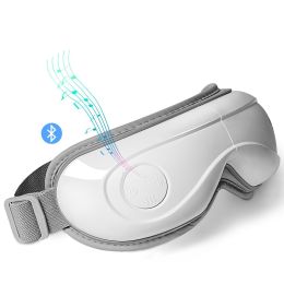 VEVOR Heated Eye Massager Eye Care Device 5 Modes Bluetooth Music 180° Foldable (Control Type: Push-button, Color: White)