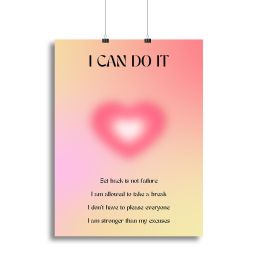 Motivational Glow Print Canvas Print Or Poster (type: Poster Print, size: 16" x 12" / 42cm x 30cm approx)