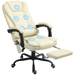 Vinsetto 7-Point Vibrating Massage Office Chair, High Back Computer Chair with Lumbar Support, Footrest, Reclining Back, Adjustable Height (Color: as Pic)