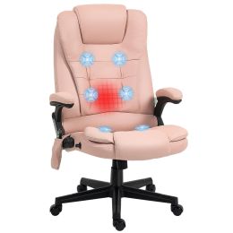 HOMCOM 6 Point Vibrating Massage Office Chair with Heat, Microfiber High Back Executive Office Chair with Reclining Backrest (Color: as Pic)