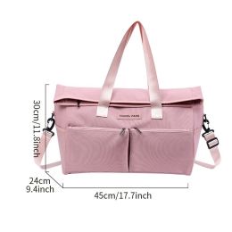 Large Multifunctional Waterproof Sports bag Gym Expansion Duffel Bag foldable travel luggage bag (Color: Pink)