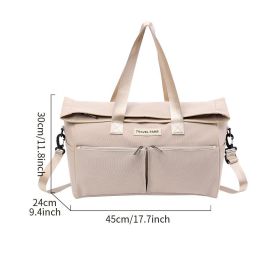 Large Multifunctional Waterproof Sports bag Gym Expansion Duffel Bag foldable travel luggage bag (Color: Khaki)