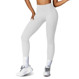 Women's High Waist Workout Leggings Tummy Control Compression Yoga Tight Pants Gym Pants Athletic Running Leggings with 25In Inseam No Front Seam (Color: Pearl Grey, size: S)