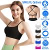 1Pc/3Pcs Women Cross Back Sport Bras Padded Strappy Crop Open Back Low Impact Bras Sexy Fitness Tank Tops