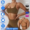 1Pc/3Pcs Women Cross Back Sport Bras Padded Strappy Crop Open Back Low Impact Bras Sexy Fitness Tank Tops