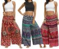 Women's Yoga Pants Rayon Print Smocked Waist Boho Harem Pants