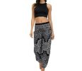 Women's Boho Yoga Pants Peacock Drawstring Thai Harem Pants