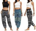 Women's Boho Yoga Pants Peacock Drawstring Thai Harem Pants