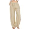 Women's Cotton Linen Pants Drawstring Yoga Trousers 7 Colors