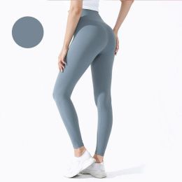 High Waist Naked feeling Leggings Push Up Sport Women Fitness Running Yoga Pants Energy Seamless Leggings Gym Girl leggings (Color: Style6Light Blue, size: L)