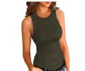 Ribbed Strap Low Cut Tight Sporty Workout Tank Tops