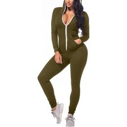 Women's Autumn and Winter New Hot Sale Sports Jumpsuit Yoga Clothes (Color: Army Green, size: L)