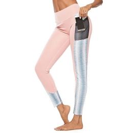 Women's Workout Leggings Yoga Running Pants Pockets (Color: Pink, size: S)