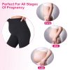 Women Maternity Shorts Seamless Pregnancy Underwear Shapewear Fitness Yoga Running Shorts High Waist Over The Belly Pants with Two Side Pockets