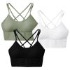 3Packs Women Cross Back Sport Bras Padded Strappy Medium Support Bras