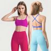 1Pc/3Pcs Women Cross Back Sport Bras Padded Strappy Crop Open Back Low Impact Bras Sexy Fitness Tank Tops