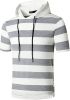 Men's New Muscle T-Shirt Gym Hooded Sports Short Sleeve Striped Slim T-Shirt