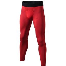 Men's Compression Pants - Workout Leggings for Gym, Basketball, Cycling (Color: Red, size: S)