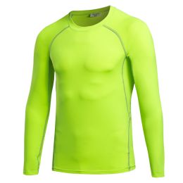 Men's Athletic Long Sleeve Compression Shirts Cool Dry Sport Workout Underwear Shirt,Athletic Base Layer Top (Color: Green, size: XL)