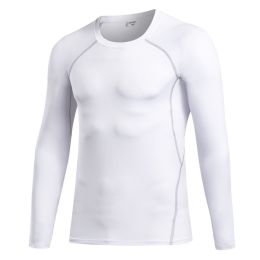 Men's Athletic Long Sleeve Compression Shirts Cool Dry Sport Workout Underwear Shirt,Athletic Base Layer Top (Color: White, size: S)