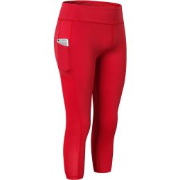 Women High Waist Yoga Leggings Gym Pants (Color: Red, size: XL)