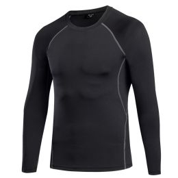 Men's Athletic Long Sleeve Compression Shirts Cool Dry Sport Workout Underwear Shirt,Athletic Base Layer Top (Color: Black, size: S)