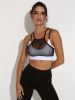 Faux Two Pieces Contrast Mesh Sports Bra, High Stretch Sleeveless Push Up Sexy Yoga Cropped Tank Top, Women's Activewear