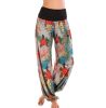 Women Casual Pants Smocked Waist Harem Hippie Boho Yoga Palazzo Casual Pants