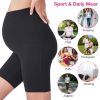 Women Maternity Shorts Seamless Pregnancy Underwear Shapewear Fitness Yoga Running Shorts High Waist Over The Belly Pants with Two Side Pockets