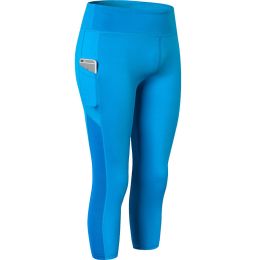 Women High Waist Yoga Leggings Gym Pants (Color: Blue, size: XL)